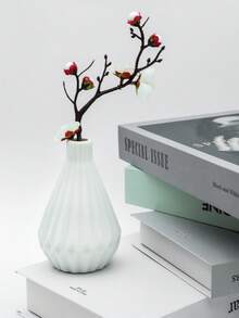 Plain Burnt Ceramic Style B-type Flower Vase - White - View 7
