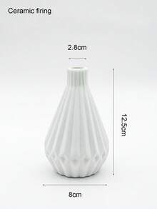 Plain Burnt Ceramic Style B-type Flower Vase - White - View 8