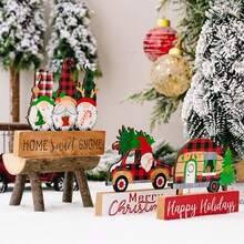 1pc Christmas Camper Shaped Rudolph Wooden Ornament For Home Decoration - Multicolor - View 6