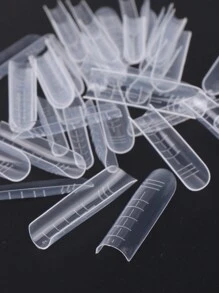 FULL BEAUTY 48 piezas Moldes de uñas en forma de ataúd de doble forma para construcción rápida de gel UV y acrílico, puntas de cobertura completa, herramientas de manicura, suministros para uñas, herramientas para uñas, arte de uñas, de vuelta a la escuela, uñas, herramientas para uñas postizas - transparente - Ver 5