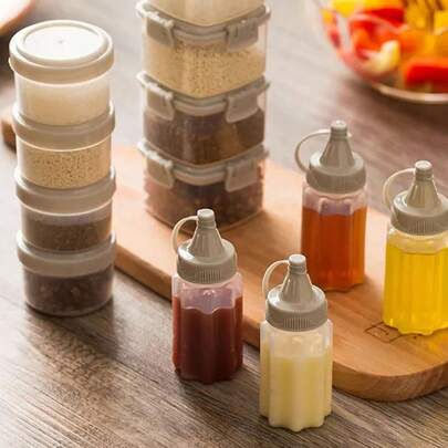 4pcs Mini Portable Sauce Bottles For Honey, Tomato Sauce, Salad Dressing With One-Time Use Disposable Feature,Kitchen,Christmas Gift,School Supplies