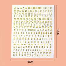 12 张字母指甲贴纸 12 色字母指甲贴纸全息小字母指甲贴纸，3D 彩色激光字母自粘指甲贴花 - 彩色 - 查看 10