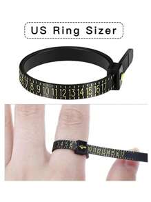 戒指尺寸測量工具套裝,可重復使用的手指尺寸測量工具,1-17號美國戒指尺寸 - 黑色 - 查看 4