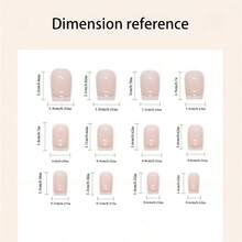 24 件法式方形中長裸粉色假指甲,簡單白邊假指甲貼片,可拆指甲增強產品