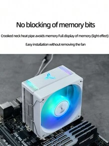 Jonsbo Cr-1000evo Rgb白色cpu風冷散熱器鍍鎳4熱管12cm七彩光效pwm風扇多平台 - 白色 - 查看 3