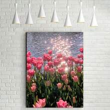 1 件鬱金香花油畫藝術海報,牆壁裝飾,帆布印刷,帆布藝術,非常適合咖啡店、客廳和臥室裝飾,無框