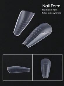 FULL BEAUTY 48Pcs Dual Nail Forms Nail Molds Poly Extension Gel Quick Building Mold Sculpted Full Cover Nail Tips Manicure Nail Art Design,Nail Supplies,Nail Tools,Nail Art Tools,Back To School,Nails,Nail Tools For Press On Nails