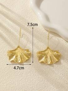 1 Paire De Boucles D'oreilles Pendentifs Créatives Et Chics En Forme De Feuilles De Ginkgo Avec Texture D'écorce D'arbre Pour Un Usage Quotidien Pour Les Femmes