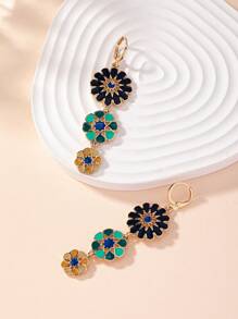 1 Pieza Pendientes De Goteo Largo Con Esmalte De Flores De Estilo Europeo Y Americano Para Uso Diario De Mujeres