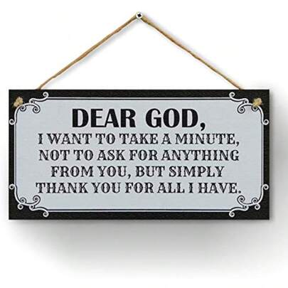 1pc Dear God House Decorative Sign, Faith Religion Belief Gratitude Home Ornament Living Room Gift Birthday Gifts Graduation