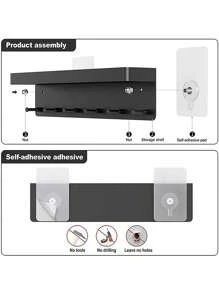 1 Miếng Gắn trên tường Chìa khóa Giá đỡ Với Cái mâm & Móc Cho văn phòng , Đa dụng Móc chìa khóa Hộp đựng Thích hợp Đối với Nhà  & Văn phòng Lưu trữ Sử dụng - màu đen - Xem 5