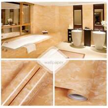 1捲加厚pvc自粘壁紙,現代風格防水且易於清潔冰雨石紋,適用於牆面、爐子、家具裝修,適用於各種地方的客廳、餐廳、臥室、廚房、浴室、酒吧吧檯 - 黃色 - 查看 5