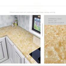 1捲加厚pvc自粘壁紙,現代風格防水且易於清潔冰雨石紋,適用於牆面、爐子、家具裝修,適用於各種地方的客廳、餐廳、臥室、廚房、浴室、酒吧吧檯 - 黃色 - 查看 4
