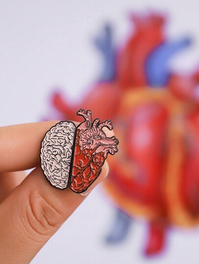 1pc/set Brain & Heart Shaped Personalized Enamel Pin With Creative Design