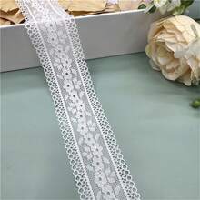 3.8cm寬白色蕾絲邊織帶彈性雙面diy手工材料,適用於服裝、家具裝飾配件