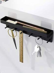 1 Miếng Gắn trên tường Chìa khóa Giá đỡ Với Cái mâm & Móc Cho văn phòng , Đa dụng Móc chìa khóa Hộp đựng Thích hợp Đối với Nhà  & Văn phòng Lưu trữ Sử dụng - màu đen - Xem 4