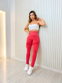 Women Pants - 紅色 - 查看 2