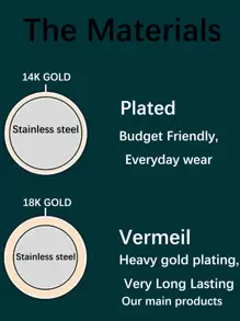 YUZENG 1件18K镀金不锈钢祝福吊坠项链，时尚女款，适合日常佩戴 - 金黃色 - 查看 8