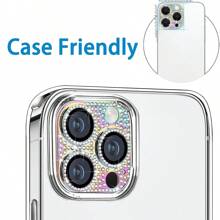 1 miếng dán trang trí bằng đá Rhinestone chống trầy xước bảo vệ camera điện thoại di động tương thích với iPhone Quà tặng sinh nhật, gia đình, bạn bè Pha lê lấp lánh, bảo vệ ống kính, phụ kiện điện thoại - Multicolor - Xem 7
