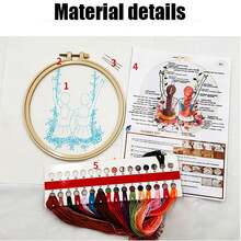 女孩子刺繡套件,背面視角設計,原創diy刺繡手工藝術,歐式創意初學者縫紉材料套件,附20cm刺繡環 - 白色 - 查看 4