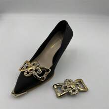 1pair Exquisite Luxury Style Rhinestone Detachable Shoe Buckle, Versatile For Various Women's Shoes - Gold - View 2
