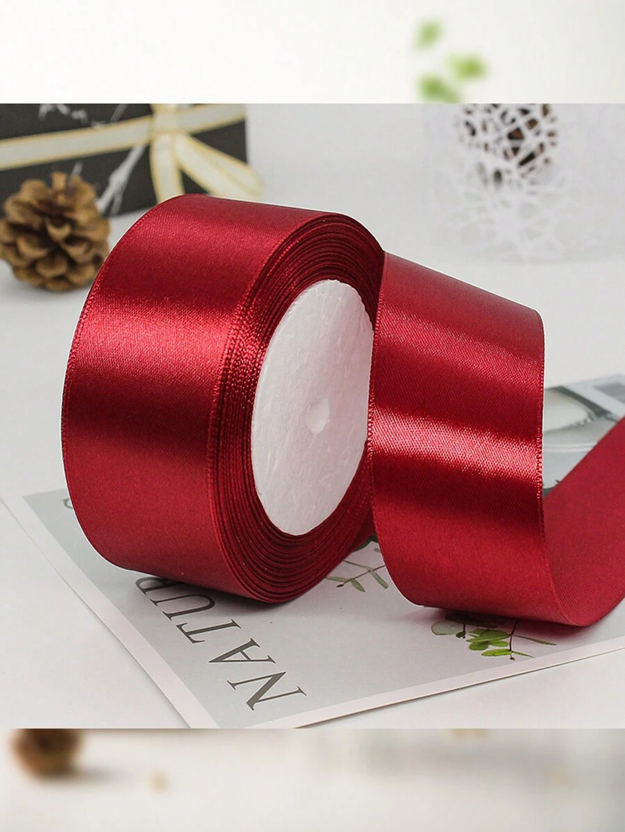 1/5 Rolls Wine Red 4cm Wide Satin Ribbon, For Hair Bow Making, Cake And Baking Decorations,Gift Box Wrap Ribbon - Burgundy - View 1