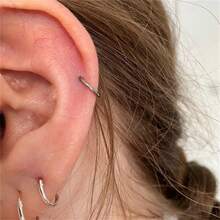 1pc Silver Surgical Steel Septum Nose Ring Lip Ring Helix Cartilage Rook Earrings Women Man Body Piercing Jewelry Hypoallergenic - Silver - View 3