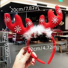 1 băng đô Giáng sinh có thiết kế hình gạc hươu dành cho người lớn và trẻ em, phụ kiện hóa trang, Halloween, trang trí Halloween - gạc lớn màu đỏ - Xem 4