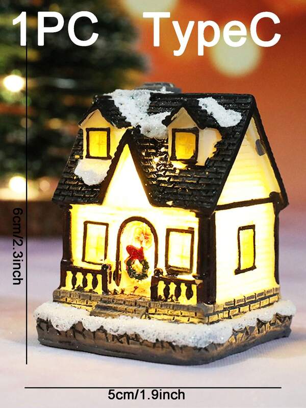 1PC Christmas decoration resin small house micro landscape resin house
