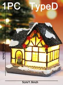 1入聖誕節裝飾樹脂小房子迷你景觀樹脂房子小裝飾品聖誕節禮物,裝飾小夜燈,小房子led聖誕燈 - 彩色 - 查看 5