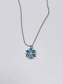 水鑽雪花吊墜項鍊 - 銀色 - 查看 1