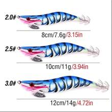 5 Pièces/pack Leurre De Pêche 8cm/10cm/12cm Calamars Lumineux Leurre De Pêche Aux Crevettes En Bois Poulpe Leurre De Pêche À La Seiche Appâts Accessoires De Pêche