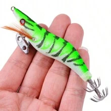 5 Pièces/pack Leurre De Pêche 8cm/10cm/12cm Calamars Lumineux Leurre De Pêche Aux Crevettes En Bois Poulpe Leurre De Pêche À La Seiche Appâts Accessoires De Pêche
