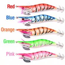 5 Pièces/pack Leurre De Pêche 8cm/10cm/12cm Calamars Lumineux Leurre De Pêche Aux Crevettes En Bois Poulpe Leurre De Pêche À La Seiche Appâts Accessoires De Pêche