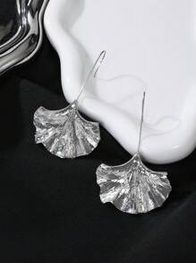 1 Paire De Boucles D'oreilles Pendentifs Créatives Et Chics En Forme De Feuilles De Ginkgo Avec Texture D'écorce D'arbre Pour Un Usage Quotidien Pour Les Femmes