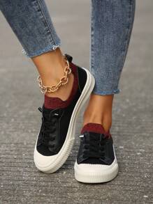 針織透氣休閒平底鞋 - 黑色 - 查看 3