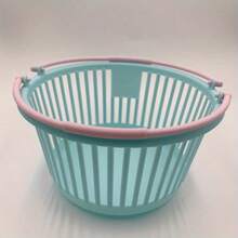 1 Pieza Linda Canasta De Compras De Plástico, Caja De Almacenamiento De Papelería Para Estudiantes - Azul - Ver 9