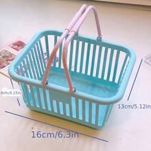 1 Pieza Linda Canasta De Compras De Plástico, Caja De Almacenamiento De Papelería Para Estudiantes - Azul - Ver 6