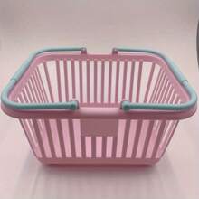 1 Pieza Linda Canasta De Compras De Plástico, Caja De Almacenamiento De Papelería Para Estudiantes - Azul - Ver 10