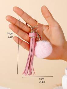 1入組粉色流蘇和毛球手提包吊飾,適用於背包/錢包裝飾,適用於節日和約會的創意禮物,每日可愛的書包附件