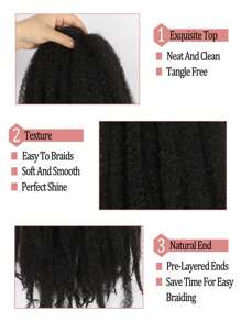 Twist Braiding Hair Marley Braiding Fluffy Free Long Crochet Hair Synthetic Hair Extensions For Braiding Natural Look Synthetic Spring Afro Kinky Braiding Hair Pre Stretche - Black - View 6