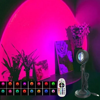 RGB Floor Lamp Projector, With Large Remote Control, Multiple Color Changing Modes, 360° Rotation, Suitable For Decoration, Photography/Party/Bedroom/Home Decor, Halloween/Room Decor/Home Decor/Party Decor/Wall Decor Lamp, Sunset Lamp