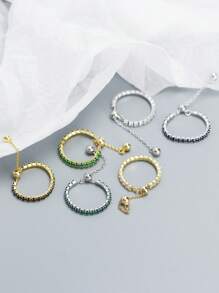 1 S925 Silver Ins Pull-out Design Stacked Row Of Green Rings Suitable For Women's Daily Matching - Yellow Gold - View 5