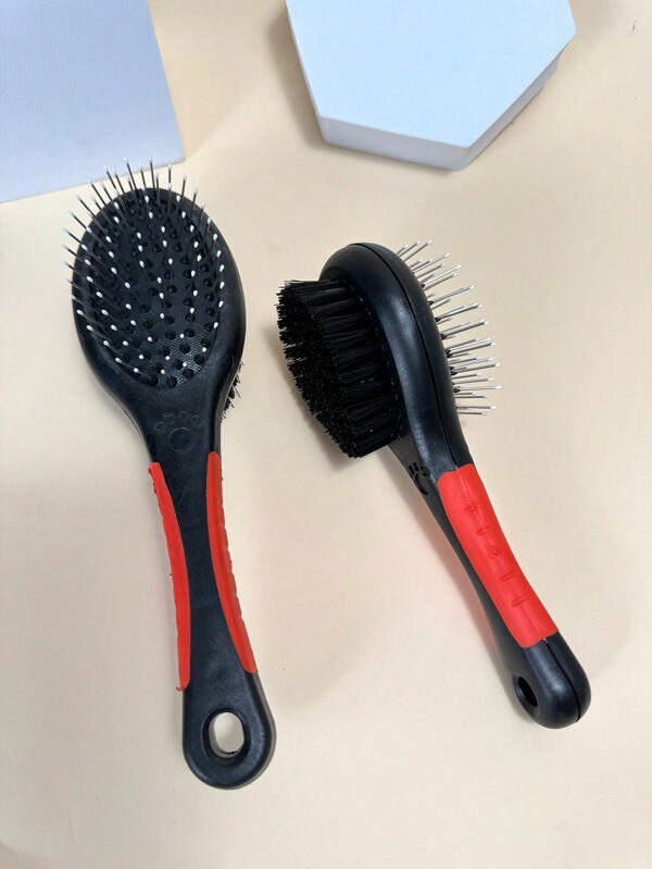 1 Pieza Cepillo Para El Pelo De Mascota De Doble Cara, Peine Para Perros Con Pelo Largo, Cepillo De Plástico Para Baño De Masaje Para Cachorros Y Gatos, Herramienta De Aseo Para Mascotas Multifunción Para Perros Y Gatos