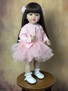 Muñeca Reborn de bebé niña de 55cm (22 pulgadas) que puede mantenerse de pie, de Body completo de vinilo suave y realista, muñeca recién nacida de princesa, regalo de cumpleaños encantador para bebé.