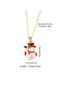 1 件聖誕主題項鍊,附鈴鐺、馴鹿、拐杖糖、聖誕老人和聖誕樹吊飾套裝 - 白色 - 查看 3