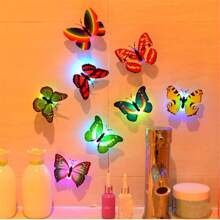 1pc 3d Colorful Butterfly Led Decorative Night Light Sticker, Suitable For Household And Room Decoration, Garden, Backyard, Lawn, Party, Festival Decoration