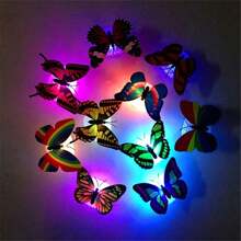 1pc 3d Colorful Butterfly Led Decorative Night Light Sticker, Suitable For Household And Room Decoration, Garden, Backyard, Lawn, Party, Festival Decoration