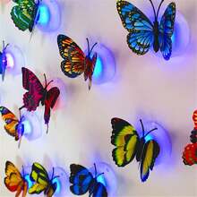 1pc 3d Colorful Butterfly Led Decorative Night Light Sticker, Suitable For Household And Room Decoration, Garden, Backyard, Lawn, Party, Festival Decoration