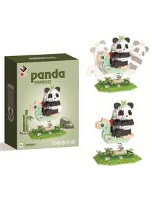 Self-assembling Panda Rocking Horse Building Block Toy Set Diy Puzzle Intellectual Small Particle Gift For Adults, Men And Women - Black and White - View 2